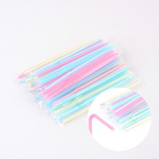 일회용 자바라 빨대 50P 우유빨대 플라스틱빨대, 4x160mm