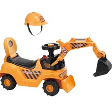 兒童工程車玩具，附安全帽，可操作挖掘臂，角色扮演工程車, 黃色一台一訂單無法合併運費, 1個