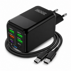 6in1 c타입 고속 충전기 200W 4USB+2PD3.0 + C TO C 1M 100w 케이블 세트