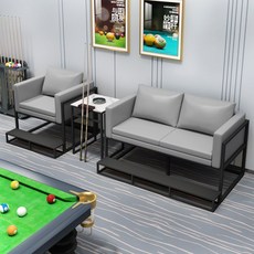 QJUN 臺球沙髮觀球椅子，桌球廳專用休息沙髮，舒適看球臺球室用品，耐用穩固。, 灰色三人組合（加踏板）, 1個