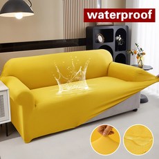 방수 스트레치 소파 커버 미끄럼 방지 소파 커버 거실용 코너 가구 보호 커버 아이들 애완동물용, 1-seat 90-140cm, Yellow, 1개