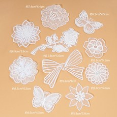 紗窗修補貼 白色蕾絲補丁貼自粘免縫蚊帳破洞無痕修補神器裝飾貼花歐根紗布貼, 組合二【混裝10個】自粘款, 1個