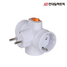 국산 현대 T자형 선없는 고정형 절전형 스위치 멀티탭 3구 콘센트, 1개, 화이트, 85mm