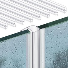 샤워 도어 사이드 씰 스트립 320cm126.6인치 40cm x 8피스 프레임리스 유리 슬라이딩 스윕 투명 PVC 방수 U타입 10mm3/8인치 유리용 누출 방지 접착제 필요, 샤워 도어 사이드 씰 스트립 320cm126.6인치 4