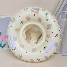 韓ins泳圈 兒童泳圈 大人泳圈 座圈 握把泳圈 復古游泳圈 救生圈 游泳圈 親子泳圈 撞色泳圈, 1個, 森林小熊座圈【適合0-4歲】