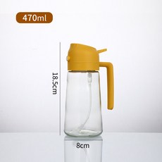 蓝天嗨購 廚房家用噴油壺噴倒一件式兩用自動開合不掛油食用油霧化玻璃控油瓶, 1個, 450ml黃色