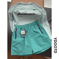 WorldOutside by WORLDTREES 戶外機能速乾運動套裝 冰川藍色薄款 夏季拉鍊口袋設計 2XL