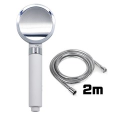 더쎈고릴라 수압조절 미러페이스 수압상승 샤워기 + 스텐호스2m, 샤워헤드 1개 + 스텐호스2m 1개, 1세트