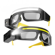 SmilingShark 공식스토어 보안경 LED 조명 라이트 작업용 안전고글 헤드랜턴 센서 충전 듀얼 광원 COB LED 안경형 눈보호 헤드라이트 다용도 조명, 노란색, 2개