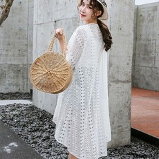 防曬衣 戶外 蕾絲開衫披肩外套女2024夏季新款寬松外搭中長款沙灘薄防曬衣女款