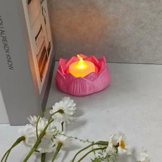 철제 연꽃 촛대 빈티지 청동 티라이트 센터피스 홈 데코 꽃무늬 촛대 장식용 금속 예술품, 01 빠른