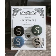 패션스타트 [니들홀릭] 자수 S 이니셜 싸개단추 18mm 4개입, 멀티, 1개