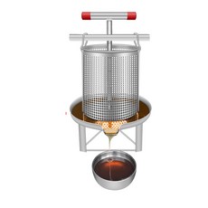 台灣出貨不鏽鋼壓蜜機小型榨蜜機蜂蜜機中蜂蜜壓榨機取蜜機酒槽手動榨汁機, 1個, 全不鏽鋼平口經典+2壓蜜袋