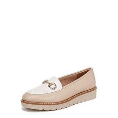내추럴라이저 Naturalizer Womens Adiline Bit Slip On Lightweight Loafer Tan White Leather 8.5 M