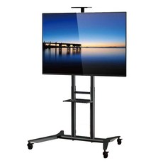 移動式電視架，附帶置物架，適用多尺寸電視，客廳臥室皆宜, 1個, CF90