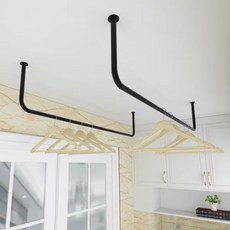천장형 파이프행거 벽행거 파이프 옷걸이 와이어 레더, E. 120cm 벽에서 10cm 검정, E. 120cm 벽에서 10cm 검정