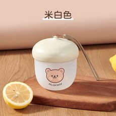 迷你鬆果杯 密封防漏 微波爐加熱 便攜外帶, 米白色