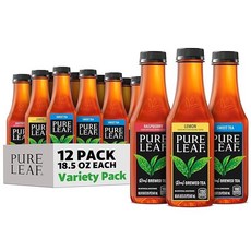 퓨어 리프 아이스티 달콤한 3가지 맛 버라이어티 팩 18.5 fl oz 병 (12개입), 547ml