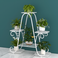 모스터 가정용 철제 베란다 실내 거실 화분 정리대 선반, 6단, 화이트