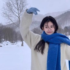 雪國 素色海馬毛圍巾女 高級感 冬季 韓版 學生 百搭 保暖 加厚 流蘇 圍脖