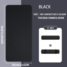 스트레치 요가매트 + 스트랩 세트 홈트용 1520mm 두꺼운 NBR 요가 매트 방습 야외 미끄럼 방지 내구성 캠핑 피크닉 200x80cm 운동 체육관 피트니스, 1)Black-185-60-1cm