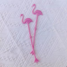 귀여운 선인장 머들러 카페 하이볼 재사용 롱스푼 연한 초록 식물 기둥 6개 1개, 연한 핑크 불사조 2개