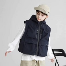 UPPERCUT 주니어 기능성 후드베스트 캠핑 등산 자전거 다용도 작업조끼 초등학생 간절기 후드집업 바람막이 방풍조끼