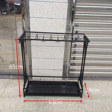 臺灣出貨 傘架傘桶 雨傘架 雨傘收納架 雨傘桶 門口放雨傘架酒店大堂家用敎室學校鐵藝雨傘收納架掛傘折疊傘架子, 大號63長65高27孔16鉤黑色, 1個