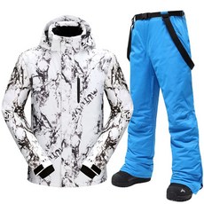 디얼픽 이월스키복 보드복 세트 스키복세트 상하세트, 잉크 페인팅+로열블루, 1개