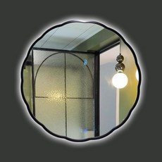 LED 벽걸이 화장대 거울 원형 욕실 거울, 검정 65x65CM LED, 블랙 65x65CM+LED 백라이트