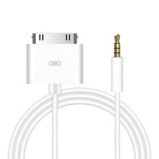 30핀 AUX 도크 커넥터 - 3.5mm AUX-IN 오디오 플러그 케이블 Phone 4s 4 3Gs 3G/Pod(나노 터치 클래식)/Pad(4.9피트)(흰색)용, White