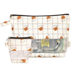 세맘스 방수 투명TPU 가로형 기저귀파우치+약파우치, 크림꾸몽