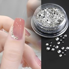 웨젼 젤 네일 파츠 아트 큐빅 볼 믹스 스톤, 1개, 실버