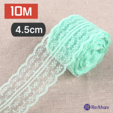 레아하브 루벨린 레이스천 리본끈 밑단원단 4.5cm x 10M, 파스텔그린, 1개