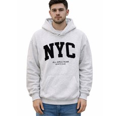 후쿠호 남성용 데일리 기본핏 NYC 프린트 캐주얼 후드티