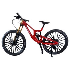 1:8 스케일 듀얼 서스펜션 다이캐스트 MTB 자전거 피규어 모형 선물, 레드 레드