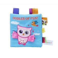 寶寶認知布書 萌趣動物彩色標籤響紙布書 四頁八面嬰兒布書, 貓頭鷹