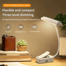 LED 테이블 램프 USB 충전식 야간등 접이식 클램프 스터디 스탠드 독서등 터치 3단계 조광 눈 보호등