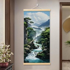 동양화 현관 풍수 사무실 배경 벽 인테리어 도안, 30x60 (cm), B타입