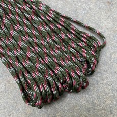 7芯軍規傘繩 4mm x 100FT(31m) 550標準 戶外捆紮繩 多功能營繩 逃生尼龍繩 帳篷天幕風繩, 迷彩(紅)