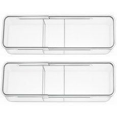 엔케이원 다용도 길이조절 수납정리함, 2개, 투명