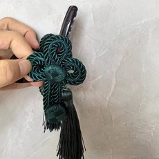 新中式流蘇抓夾, 墨綠色, 1個