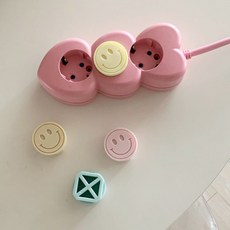 (오늘배송) 두잉썸 스마일 실리콘 콘센트 안전마개 (8개), 화이트+옐로우, 1개