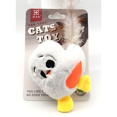 喜多魚 貓玩具 可愛小雞造型 柔軟絨毛 內置羽毛 互動玩具, 白色, 1個