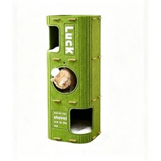 貓跳台 貓咪樹洞 貓抓板 多層貓窩貓屋 猫玩具 貓爬架 貓樹一體 三層抓板 貓別墅, 1個, 升級 逗貓球+毛絨墊 三層 綠色, 綠色