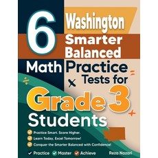 (영문도서)6 Washington Smarter Balanced Math Practice Tests for Grade 3 Students: A Comple... Paperback, Effortless Math Education, English, 9798896478157