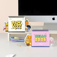 카카오프렌즈 2026 형태 탁상 캘린더, 핑크, 핑크