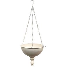 작은 공간을 위한 사슬을 가진 장식적인 절반 물통 모양 철 재배자, 하얀색