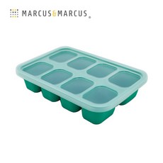 MARCUS&MARCUS 動物樂園造型矽膠副食品分裝保存盒 8格30ml, 綠, 1個
