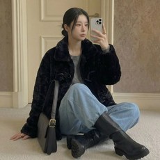 [자체제작] 여성 클래식 페이크퍼 누빔 더플 코트 퍼자켓 퍼 아우터 떡볶이코트 여성 러블리 캐주얼 연말룩